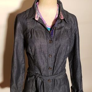 Boden dark blue jean shirt dress sz 6 nwot